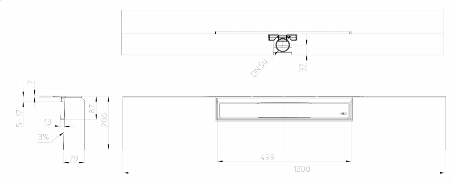 Pagina 1-Desen tehnic: Rigola de dus "PRIMUS LINE" inglobata in bloc din EPS, cu rama si capac din ...
