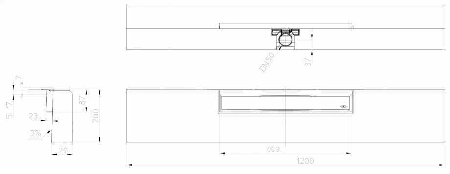 Pagina 1-Desen tehnic: Rigola de dus "PRIMUS LINE" inglobata in bloc din EPS, cu rama si capac din ...