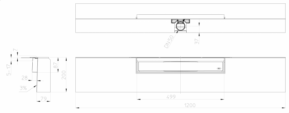 Pagina 1-Desen tehnic: Rigola de dus "PRIMUS LINE" inglobata in bloc din EPS, cu rama si capac din ...