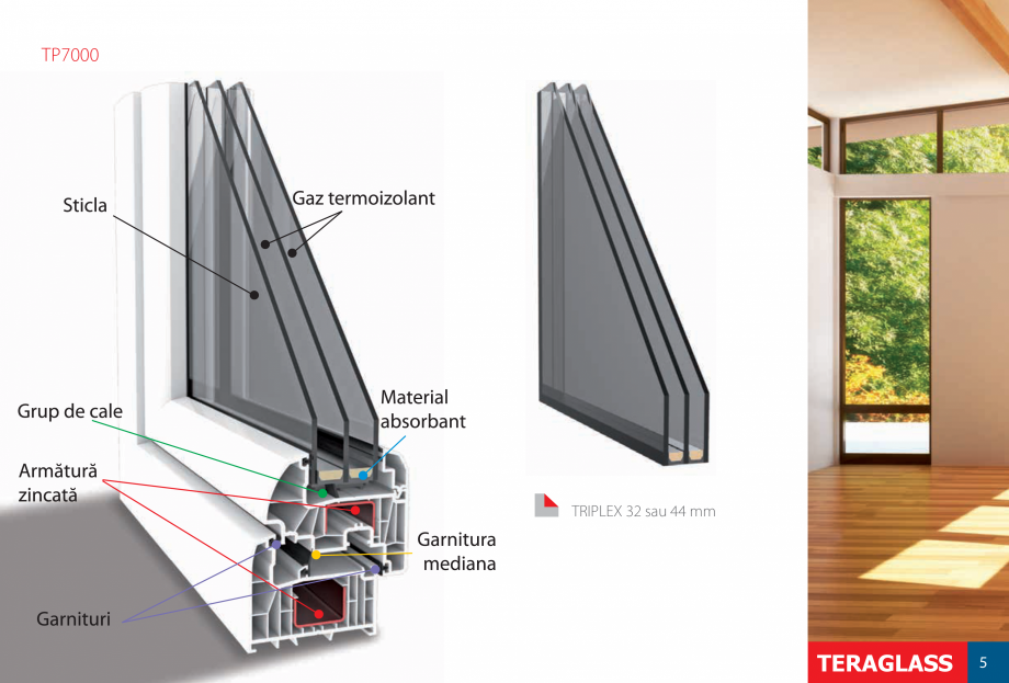 Pagina 7-Ferestre si usi din PVC  Catalog, brosura Romana antează o rezistență deosebită
neinflamabile
...
