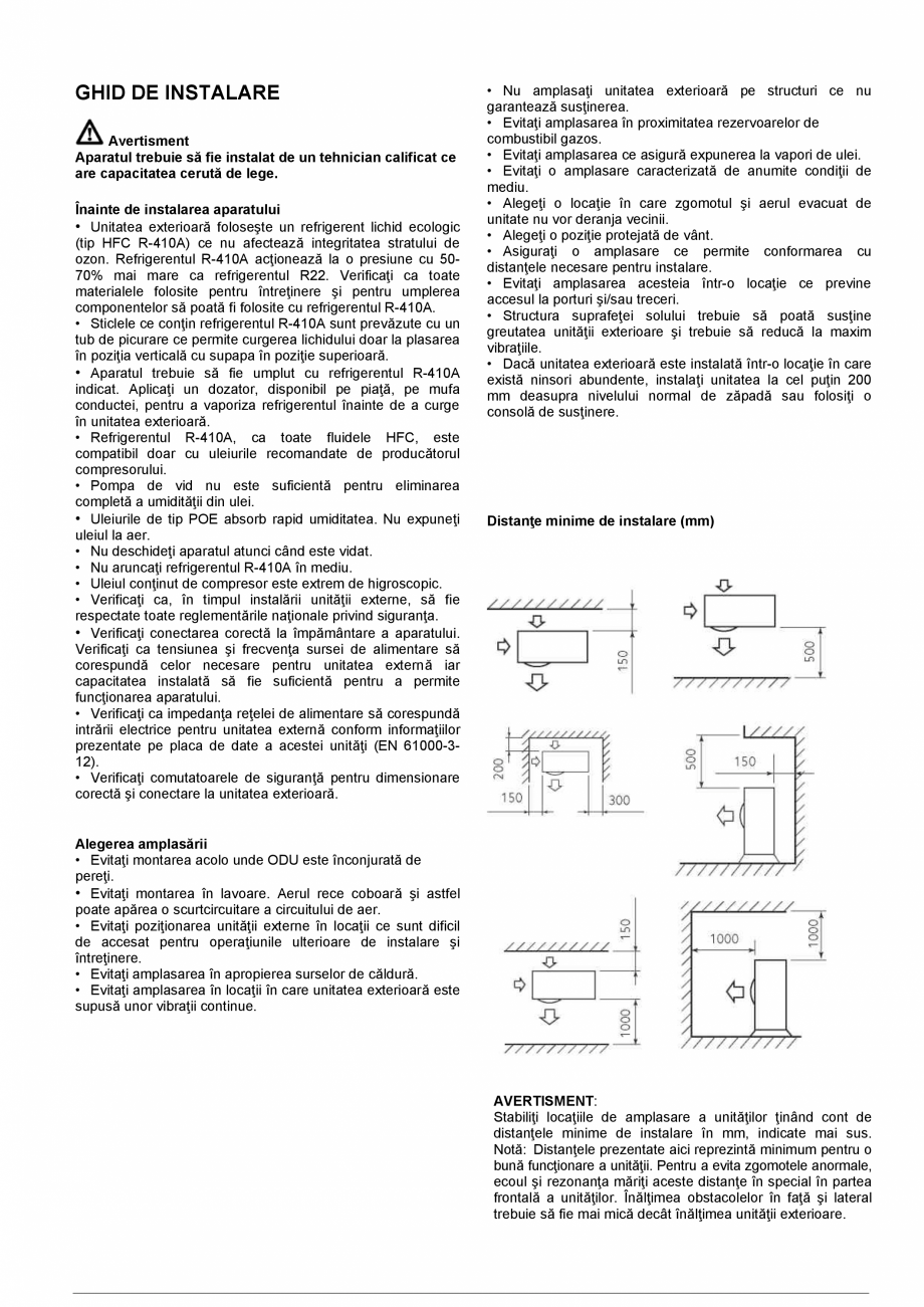 Pagina 10-Instructiuni de instalare - Pompa de caldura split aer/apa ARISTON NIMBUS COMPACT S NET Instructiuni...