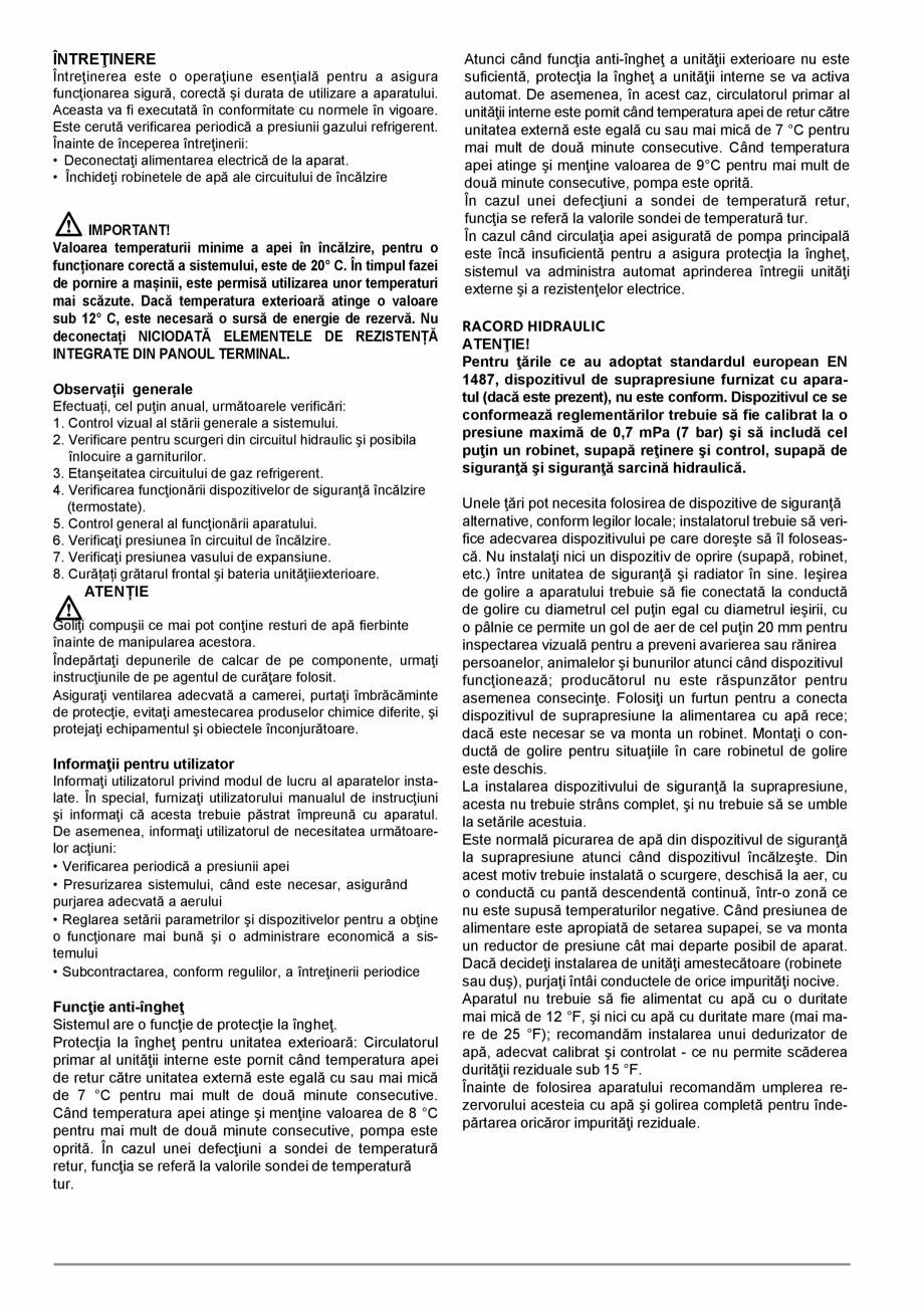 Pagina 42-Instructiuni de instalare - Pompa de caldura split aer/apa ARISTON NIMBUS COMPACT S NET Instructiuni...