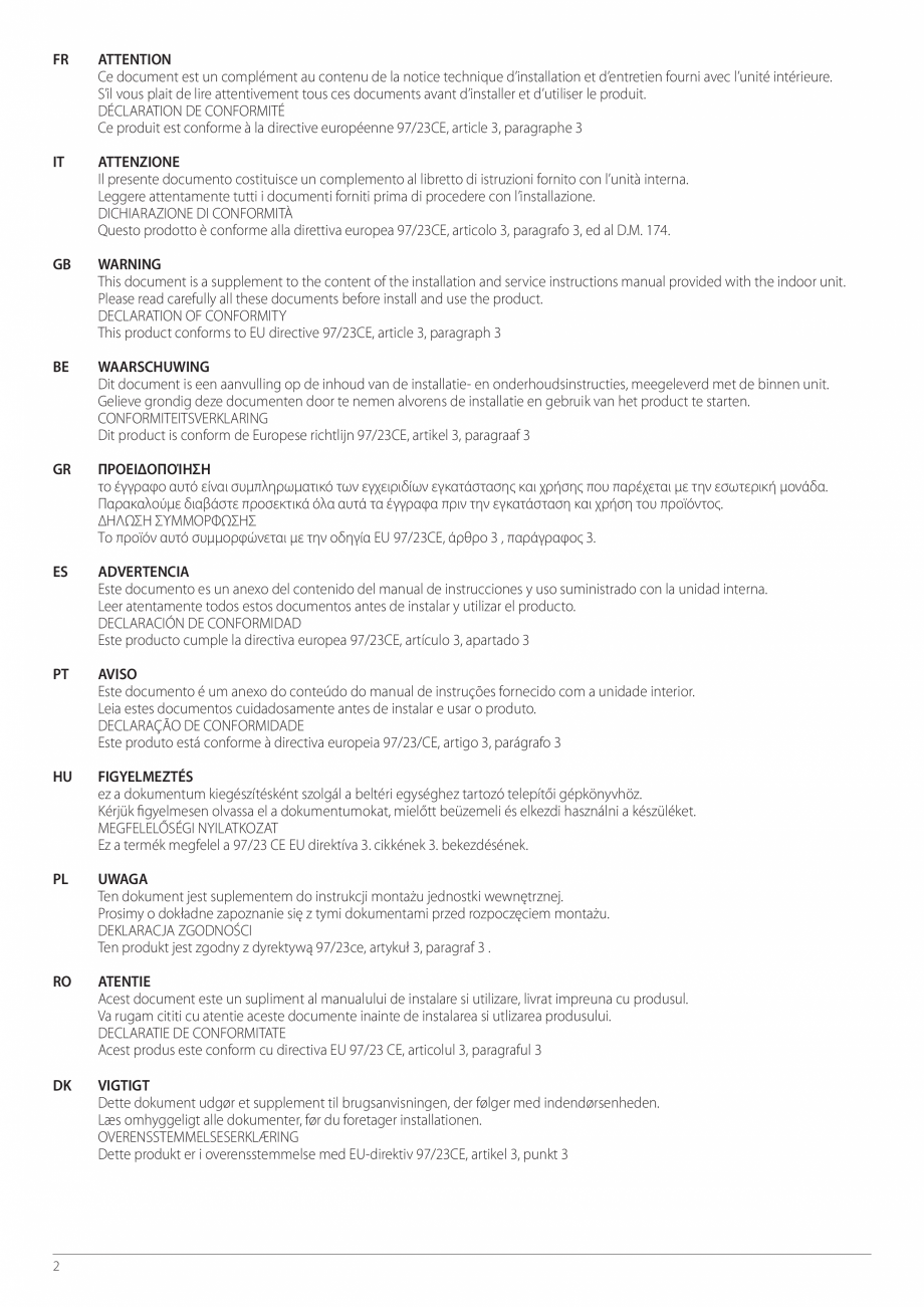Pagina 2-Instructiuni de instalare - Pompa de caldura split aer/apa ARISTON NIMBUS FLEX S NET Instructiuni...