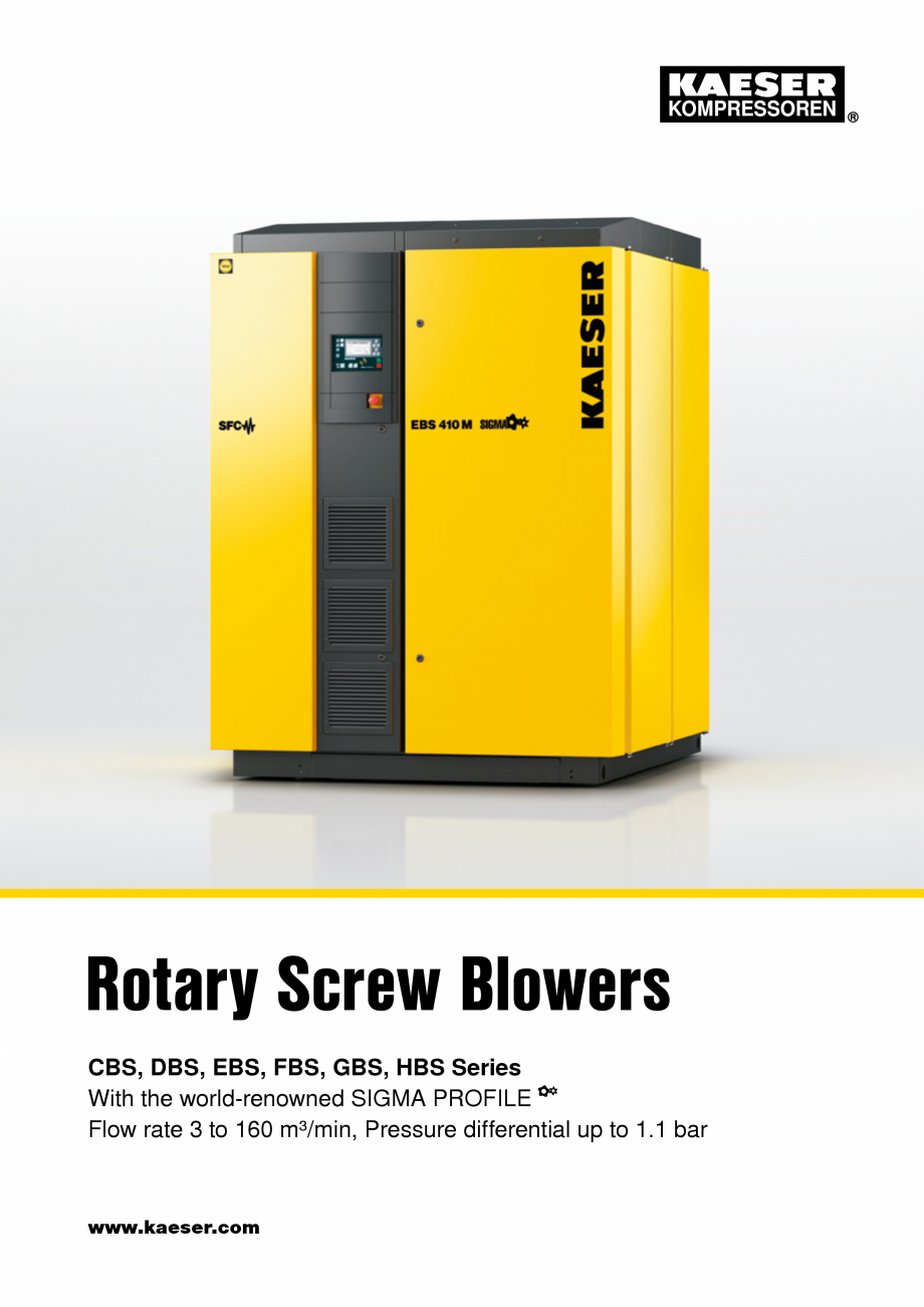Pagina 1-Suflante cu șurub KAESER KOMPRESSOREN SIGMA-Profile Fisa tehnica Engleza Rotary Screw Blowers
CBS, ...