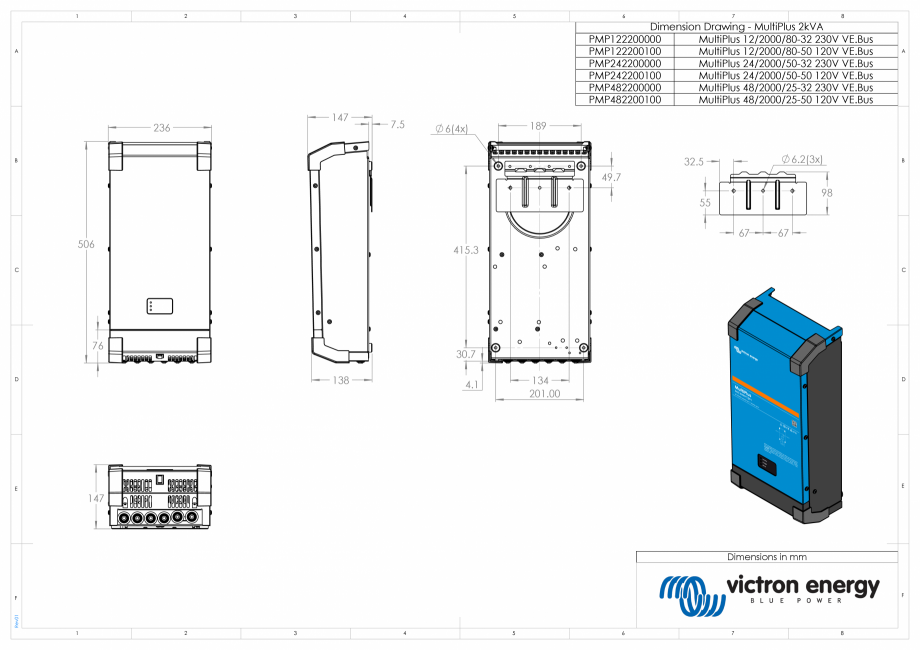 Pagina 1-CAD-PDF Dimensiuni carcasa incarcator/invertor MultiPlus-12V-24V-48V-2000VA-120V-230V Victron Energy...