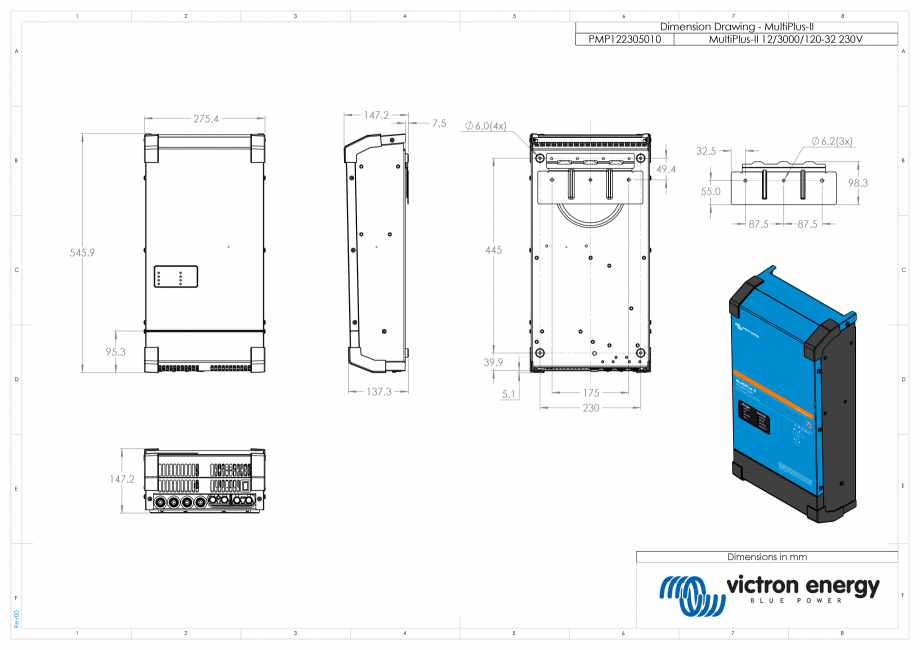 Pagina 1-CAD-PDF Dimensiuni carcasa incarcator/invertor MultiPlus-II-12V-3000VA-230Vac Victron Energy Detaliu...