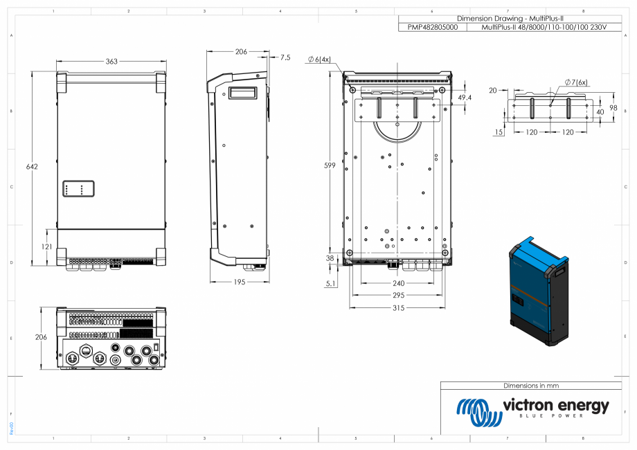 Pagina 1-CAD-PDF Dimensiuni carcasa incarcator/invertor MultiPlus-II-48V-8kVA-230V Victron Energy Detaliu de ...