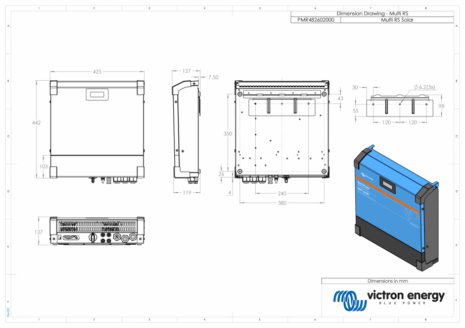Pagina 1-CAD-PDF Dimensiuni carcasa incarcator/invertor Victron Energy Detaliu de produs Multi RS Solar 
