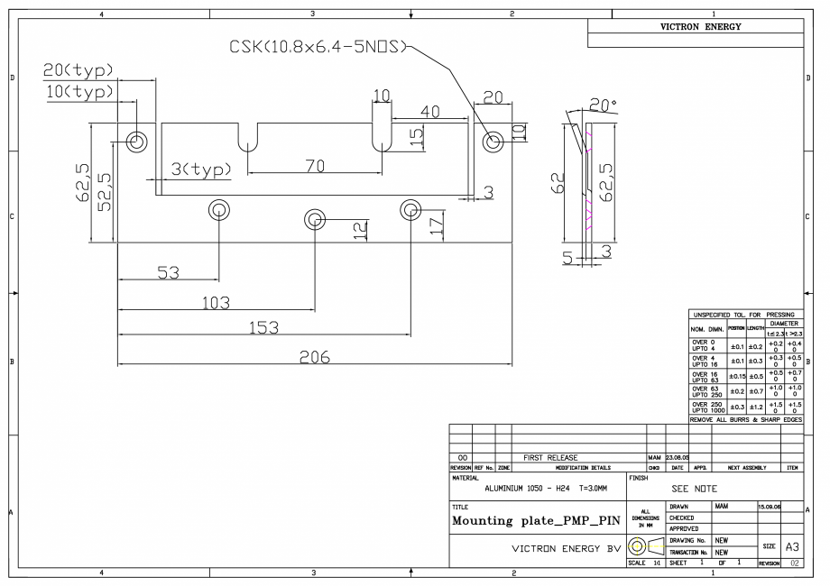 Pagina 1 - CAD-PDF Detalii montaj incarcator/invertor - PIN-PMP-QUA-3kVA  Victron Energy Detaliu de ...