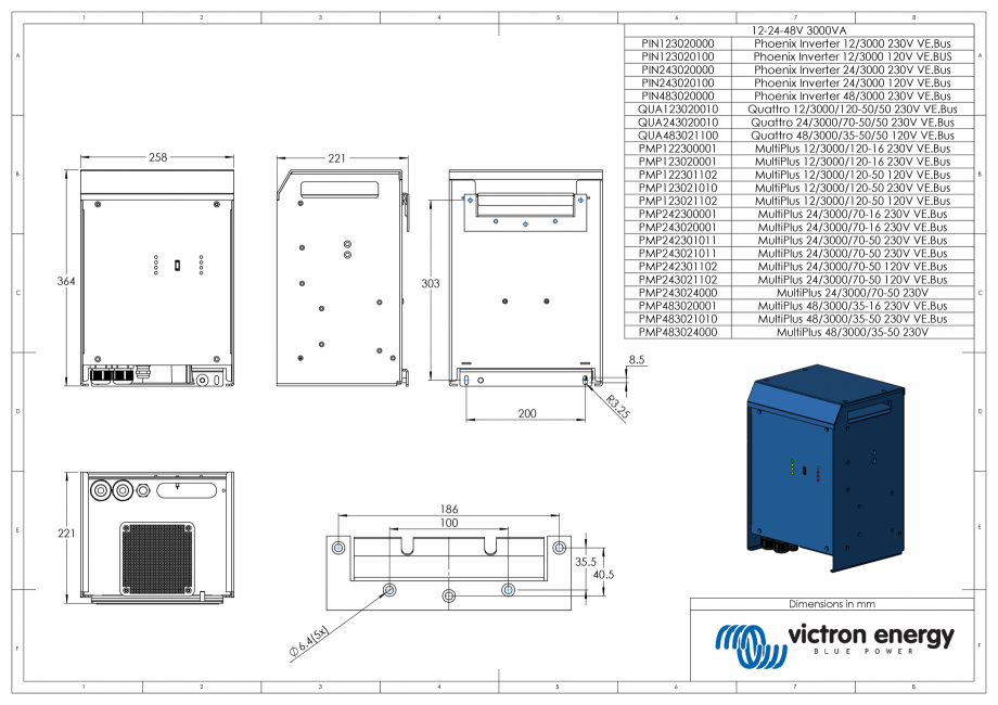 Pagina 1-CAD-PDF Dimensiuni carcasa incarcator/invertor MultiPlus-Quattro-Inverter-3000VA Victron Energy...
