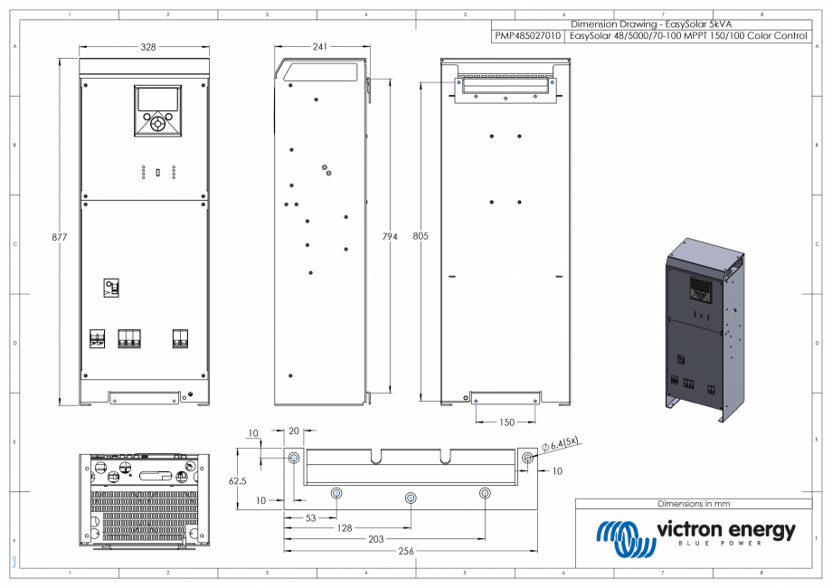 Pagina 1-CAD-PDF Dimensiuni carcasa incarcator/invertor EasySolar-5kVA Victron Energy Detaliu de produs 