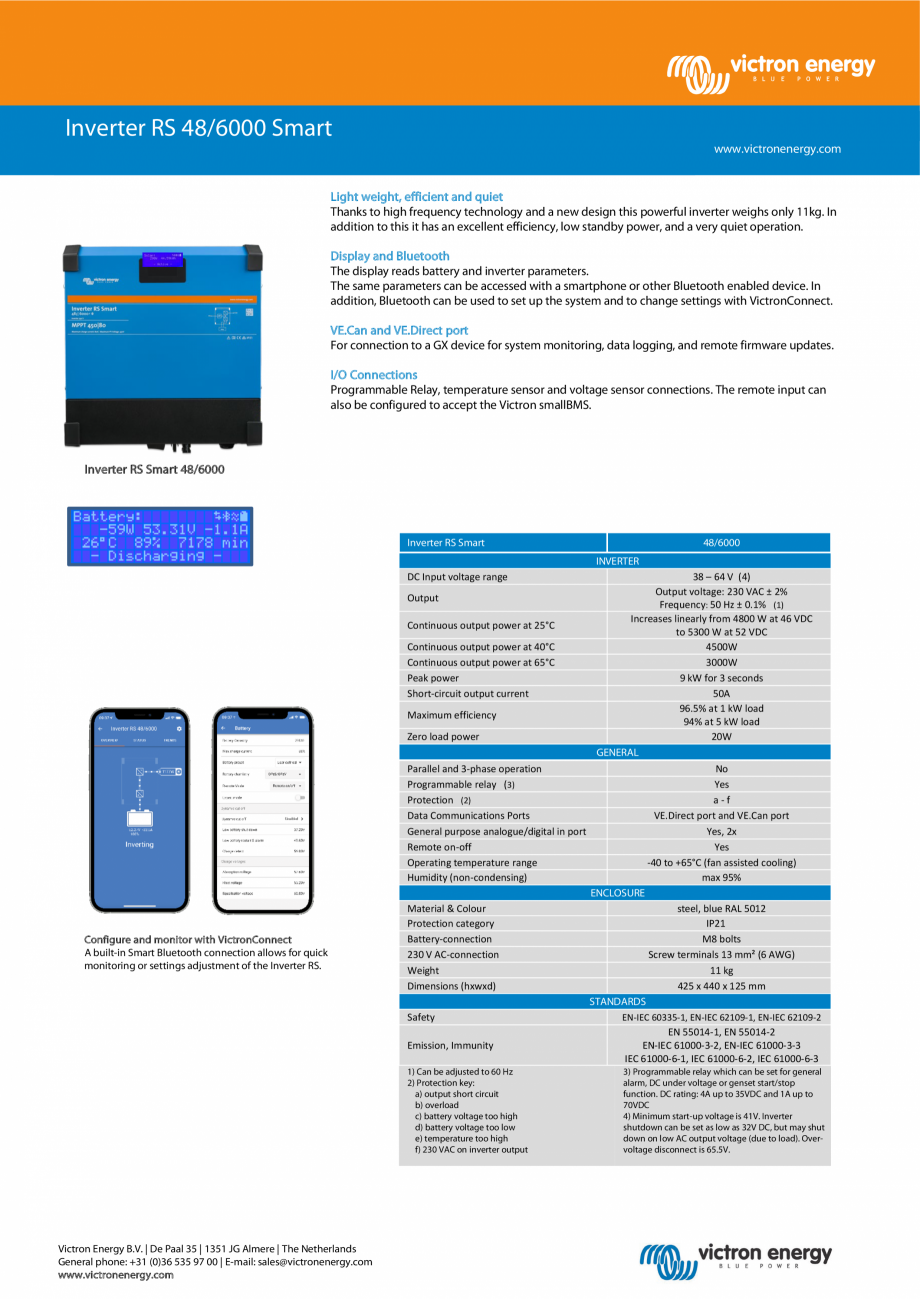 Pagina 1-Invertor RS 48/6000 Smart Victron Energy RS Smart Catalog, brosura Engleza Inverter RS 48/6000 Smart...