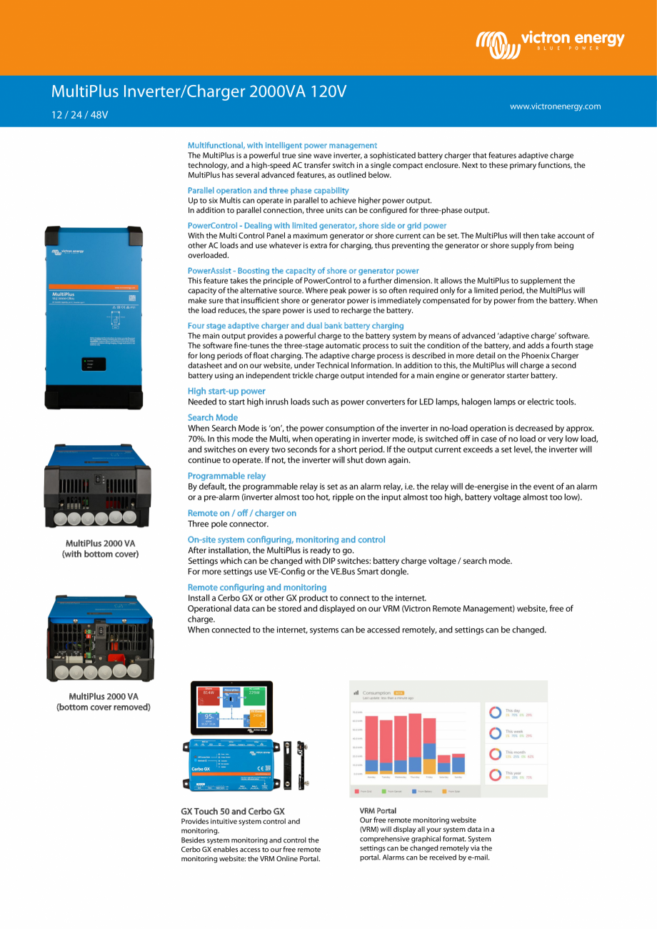 Pagina 1-Invertor/incarcator Victron Energy MultiPlus 2000VA Fisa tehnica Engleza MultiPlus Inverter/Charger ...