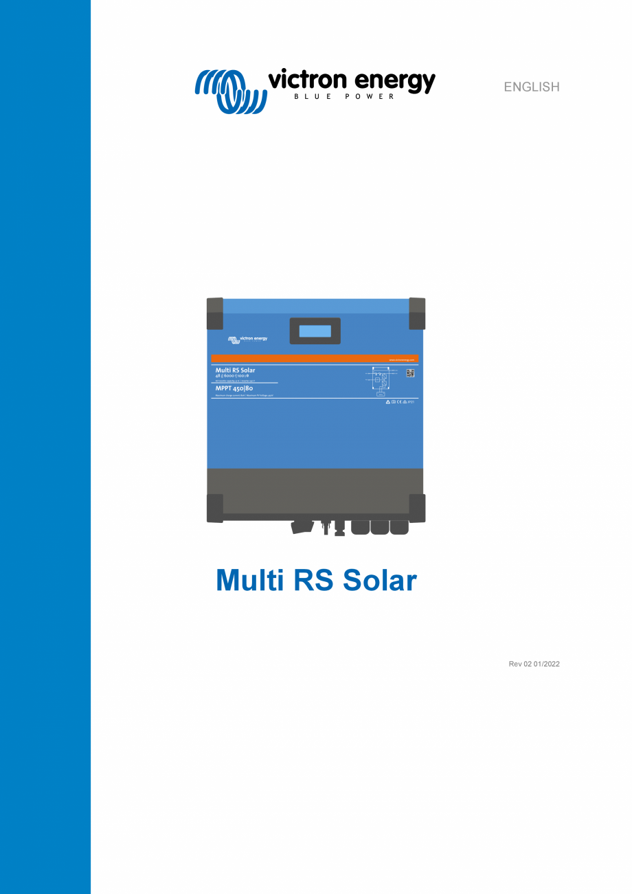 Pagina 1-Manual de utilizare pentru incarcator/invertor Victron Energy Multi RS Solar Instructiuni montaj,...
