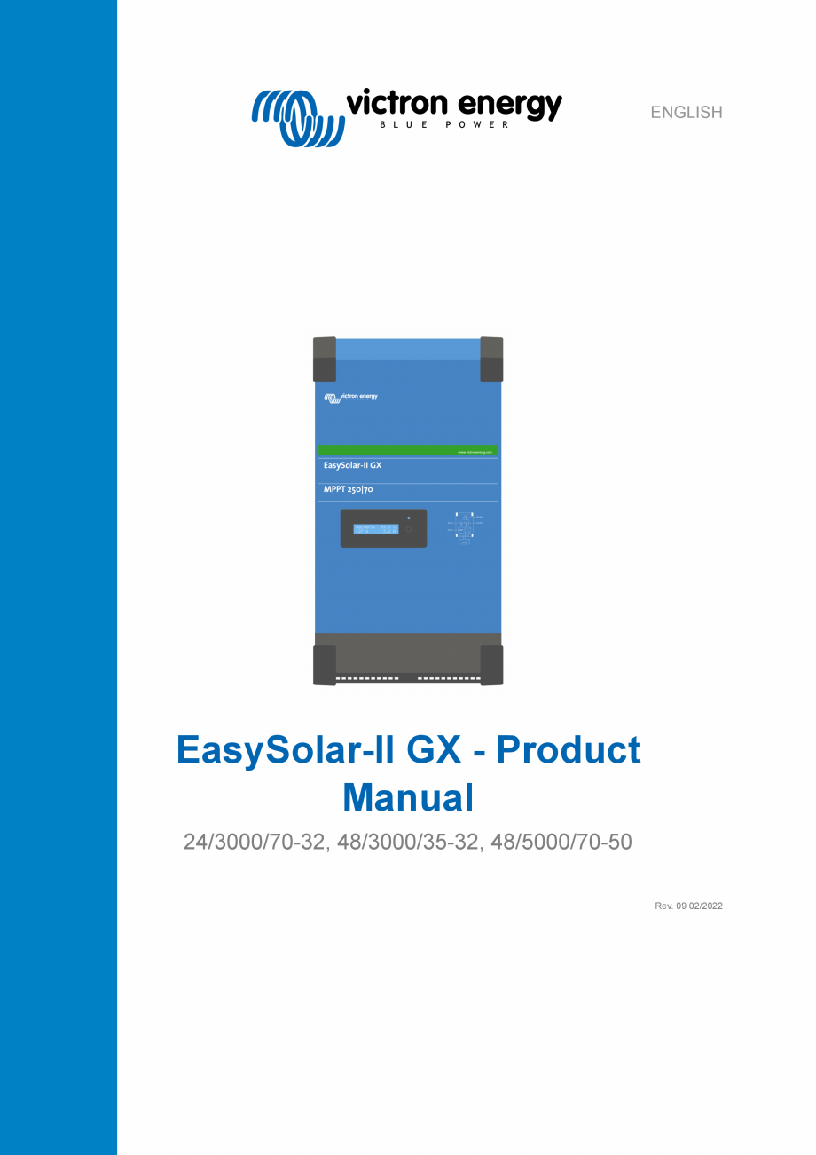 Pagina 1-Manual de utilizare pentru incarcator/invertor Victron Energy EasySolar-II GX Instructiuni montaj,...