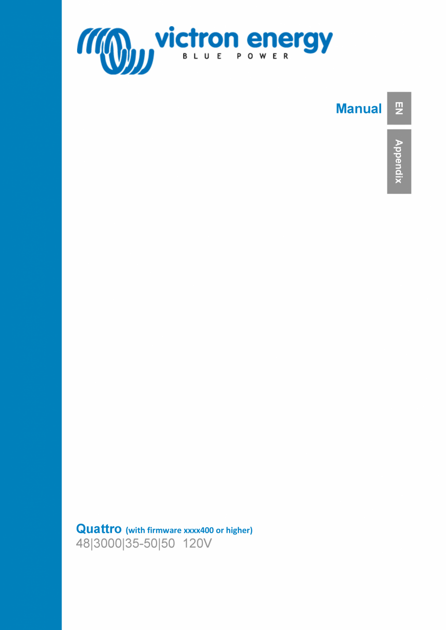 Pagina 1-Manual de utilizare pentru incarcator/invertor Quattro-3k-50-50A-120V-(firmware-xxxx4xx) Victron...