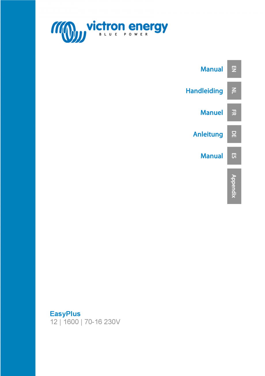 Pagina 1-Manual de utilizare pentru incarcator/invertor EasyPlus-1600 Victron Energy Instructiuni montaj,...