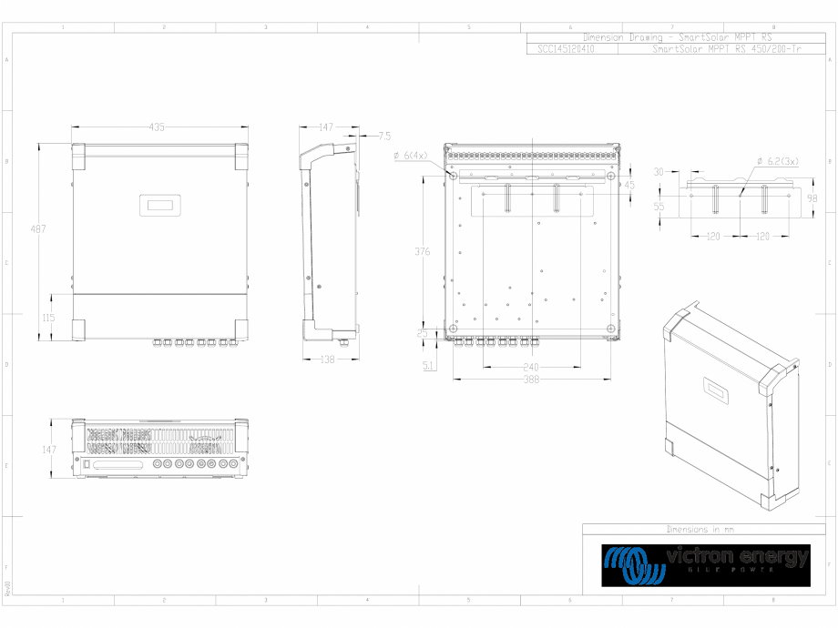 Pagina 1-CAD-DWG Dimensiuni carcasa regulator de incarcare solara SmartSolar MPPT-RS-450-200-Tr Victron...