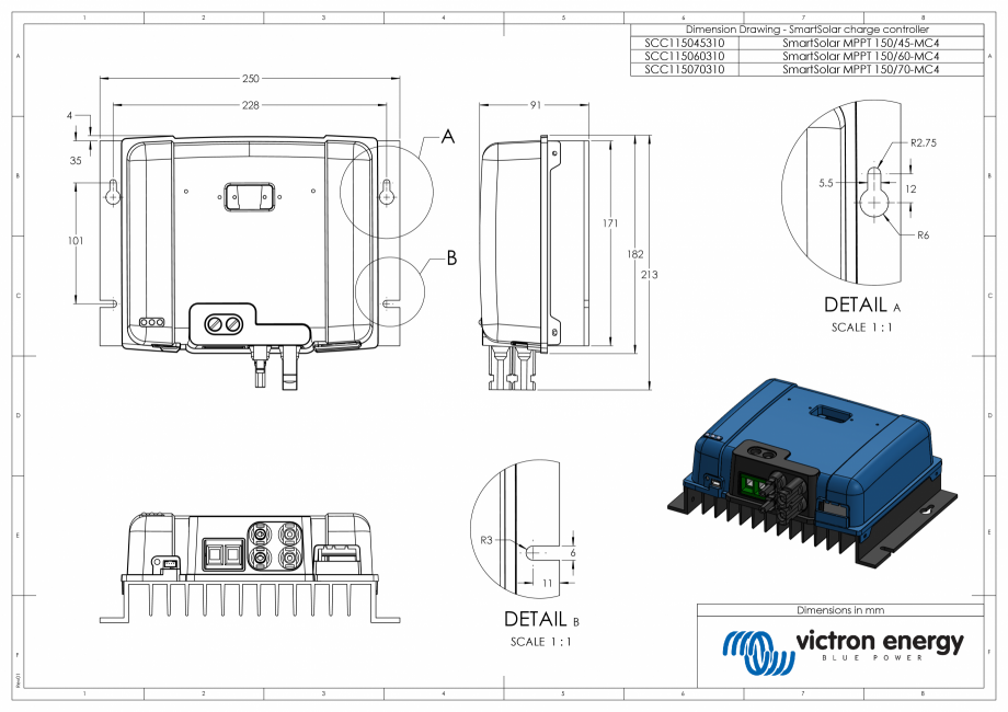 Pagina 1-CAD-PDF Dimensiuni carcasa controler de incarcare solara 150-45-&-150-60-&-150-70-MC4...