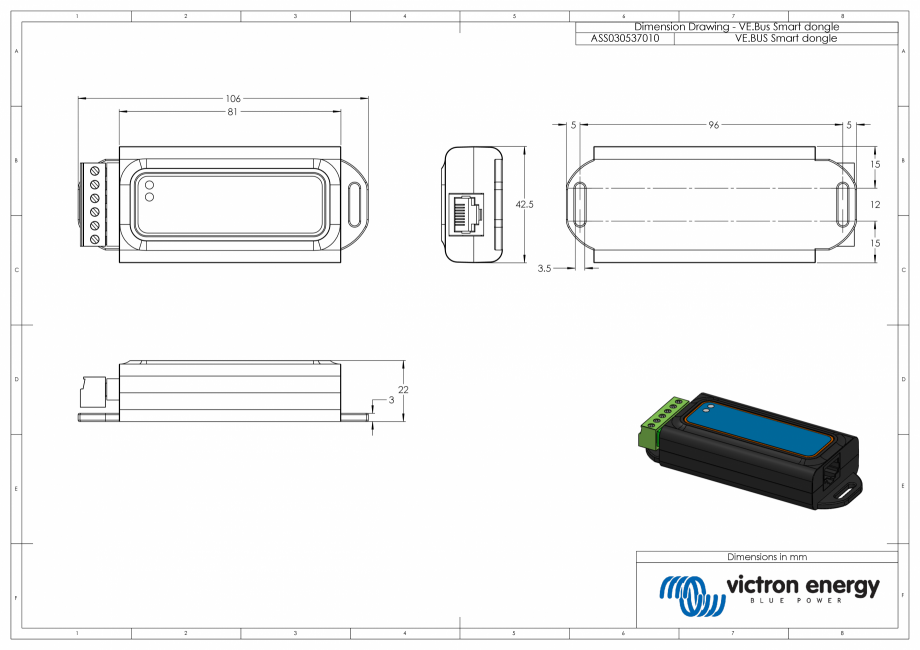 Pagina 1 - CAD-PDF Dimensiuni carcasa cheia digitala inteligenta Victron Energy Detaliu de produs VE...