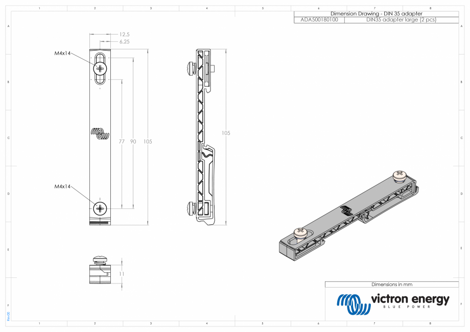 Pagina 1-CAD-PDF Dimensiuni Adaptor sina DIN - mare Victron Energy Detaliu de produs DIN35 