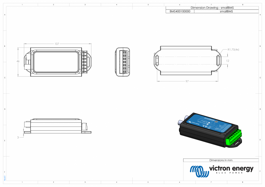 Pagina 1 - CAD-PDF Dimensiuni carcasa - Sistem de management al bateriei cu alarma prealabila...