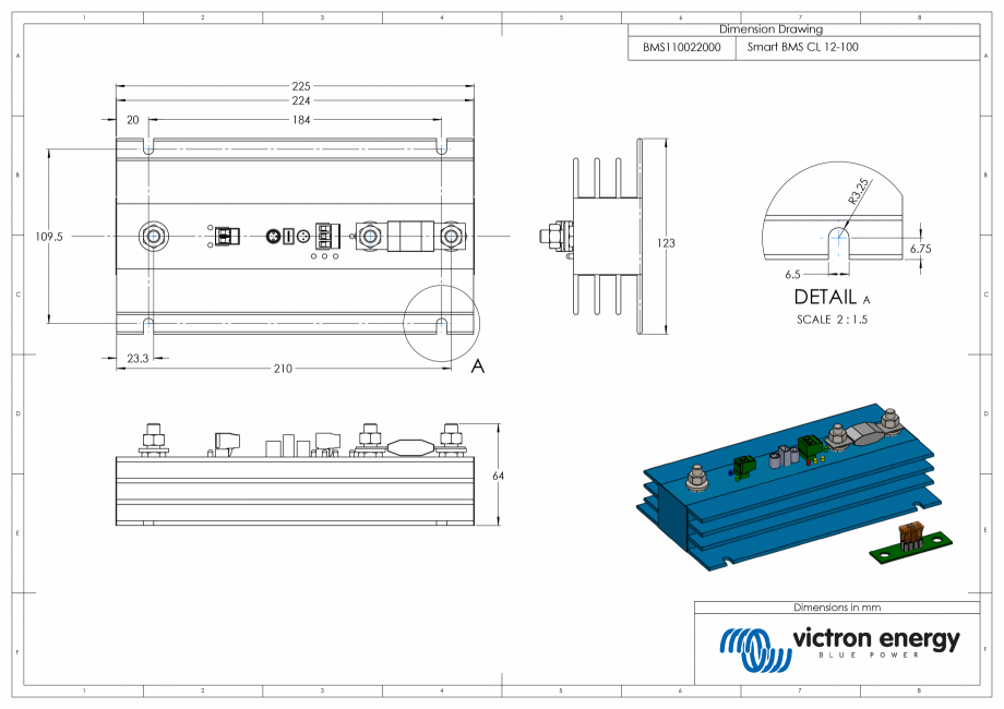 Pagina 1-CAD-PDF Dimensiuni carcasa - Sistem de management al bateriei Victron Energy Detaliu de produs Smart...