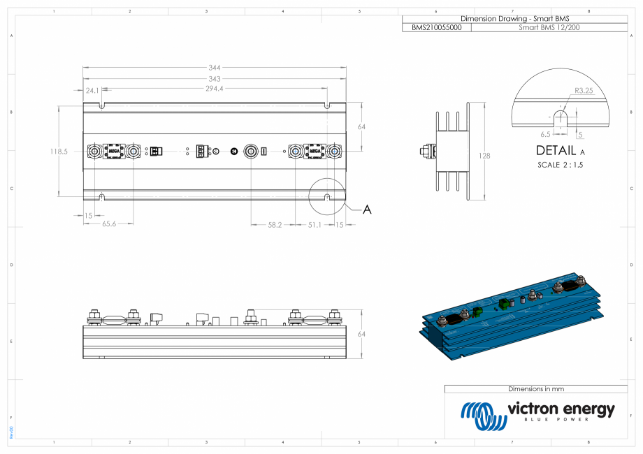 Pagina 1-CAD-PDF Dimensiuni carcasa - Sistem de management al bateriei Victron Energy Detaliu de produs Smart...