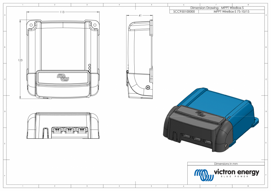 Pagina 1-CAD-PDF Dimensiuni carcasa - MPPT-WireBox-S-75-15-20 Victron Energy Detaliu de produs MPPT Wire Box ...