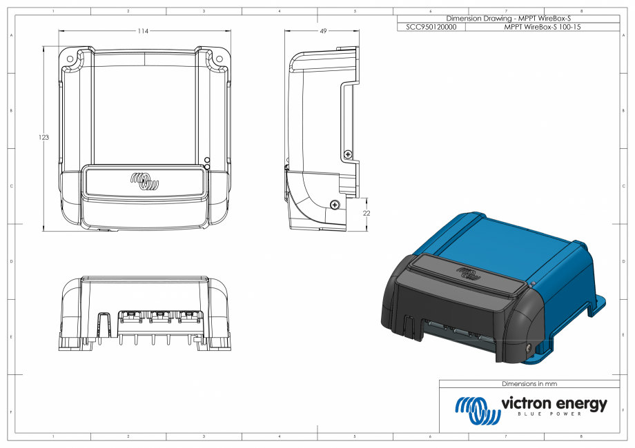 Pagina 1-CAD-PDF Dimensiuni carcasa - MPPT-WireBox-S-100-15 Victron Energy Detaliu de produs MPPT Wire Box...