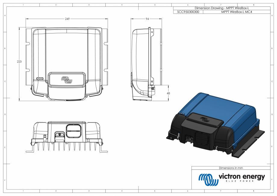 Pagina 1-CAD-PDF Dimensiuni carcasa - MPPT-WireBox-L-MC4 Victron Energy Detaliu de produs MPPT Wire Box - MC4...