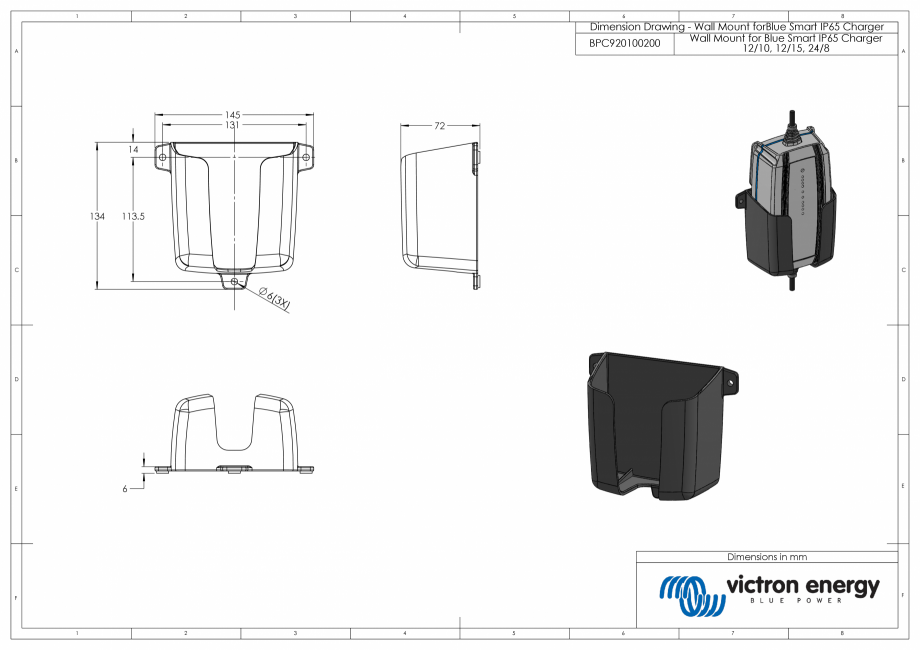 Pagina 1-CAD-PDF Dimensiuni - Carcasa de montare pe perete pentru incarcatorul Smart Blue IP65 Victron Energy...