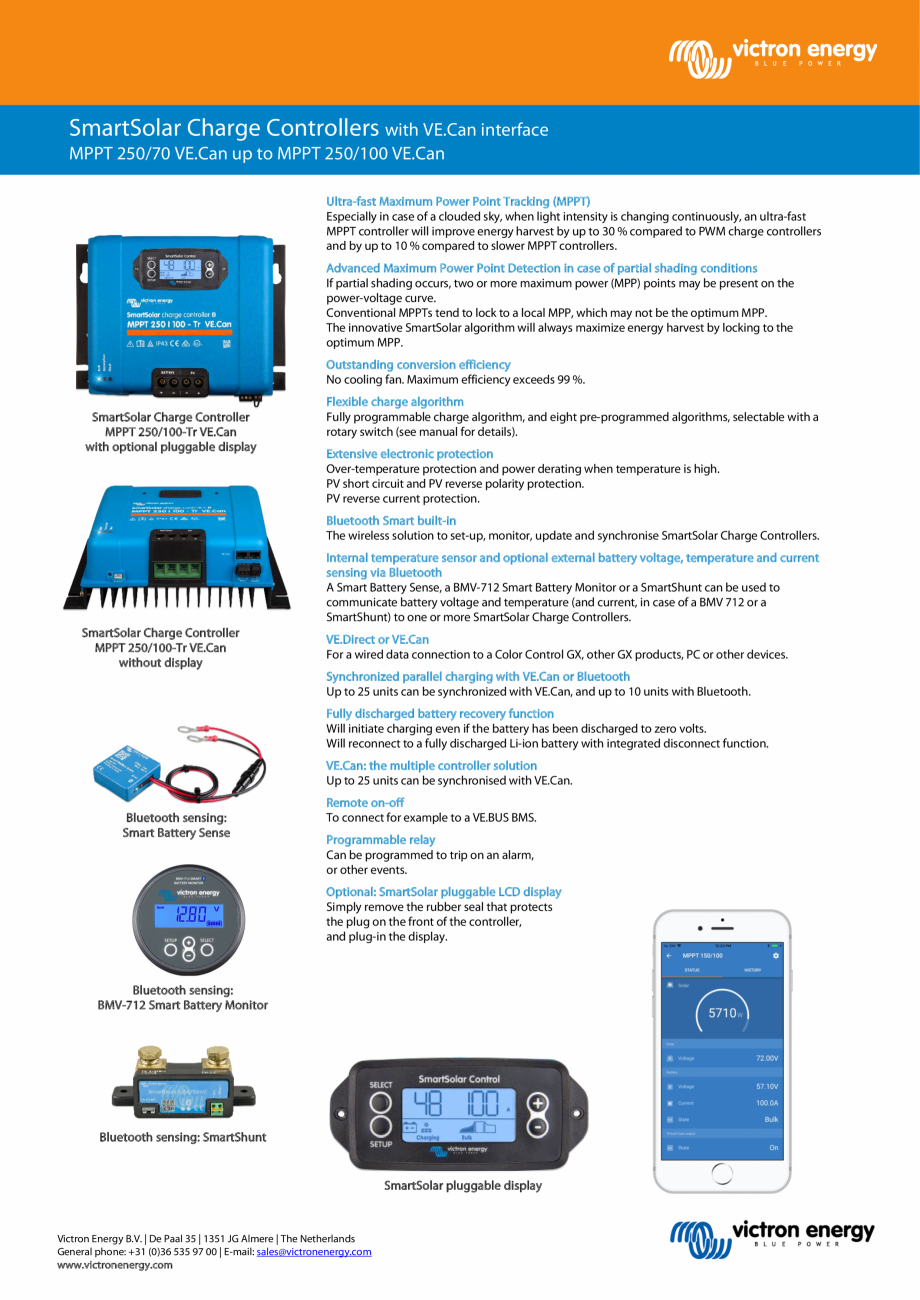 Pagina 1-Controler de incarcare solara MPPT-250-70 pana la 250-100-VE.Can Victron Energy SmartSolar MPPT VE...