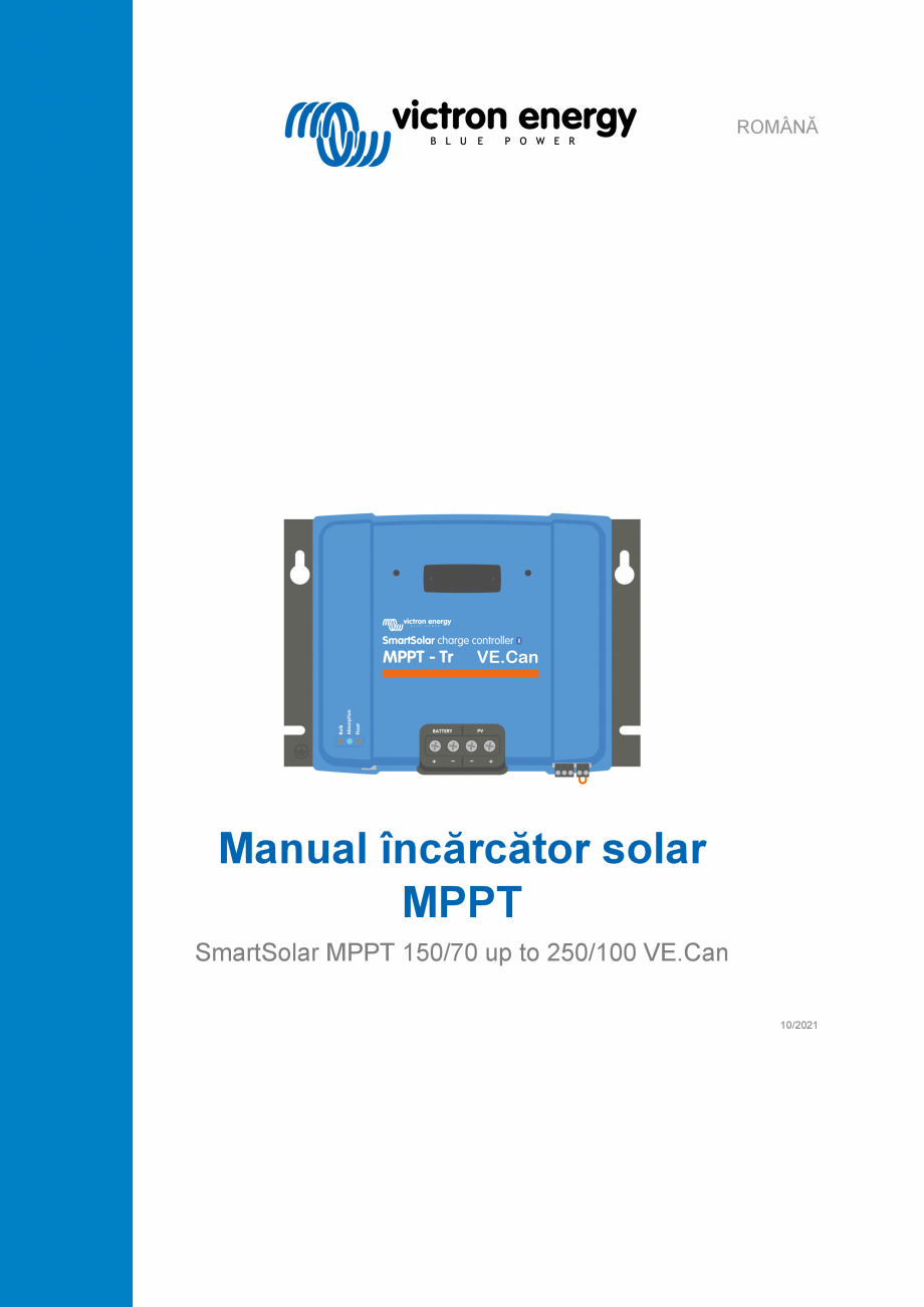 Pagina 1-Manual incarcator solar MPPT SmartSolar MPPT 150/70 pana la 250/100 VE.Can Victron Energy SmartSolar...