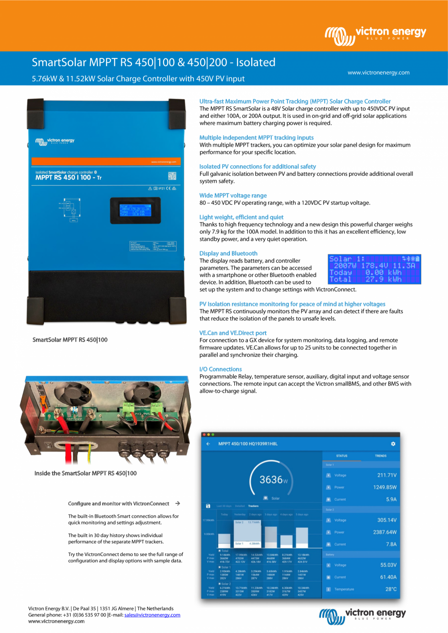 Pagina 1-Regulator de incarcare solara Victron Energy SmartSolar MPPT RS Fisa tehnica Engleza SmartSolar MPPT...