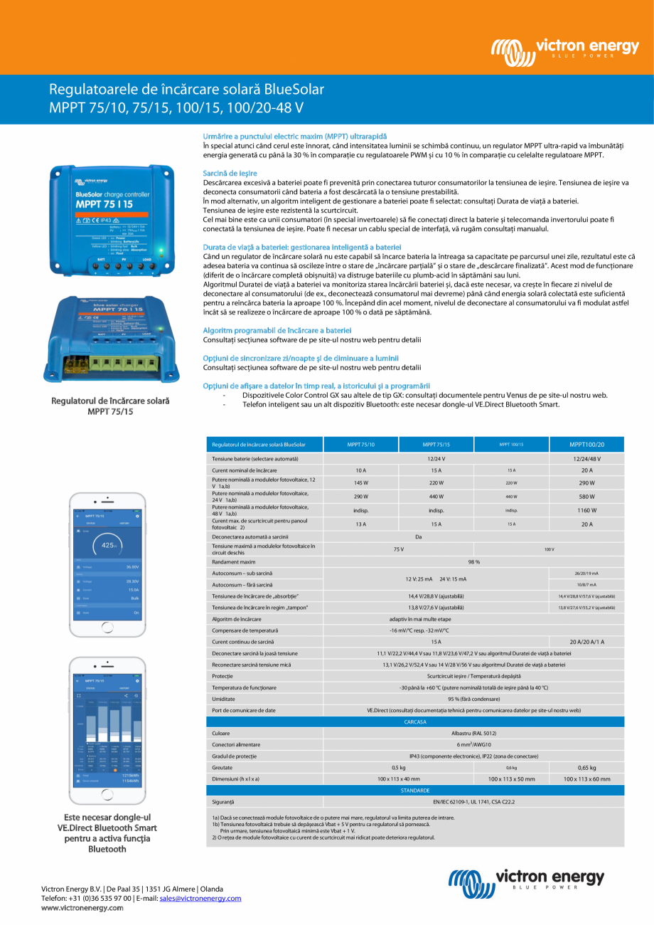 Pagina 1-Controler de incarcare solara BlueSolar MPPT 75-10,-75-15,-100-15,-100-20_48V Victron Energy Fisa...