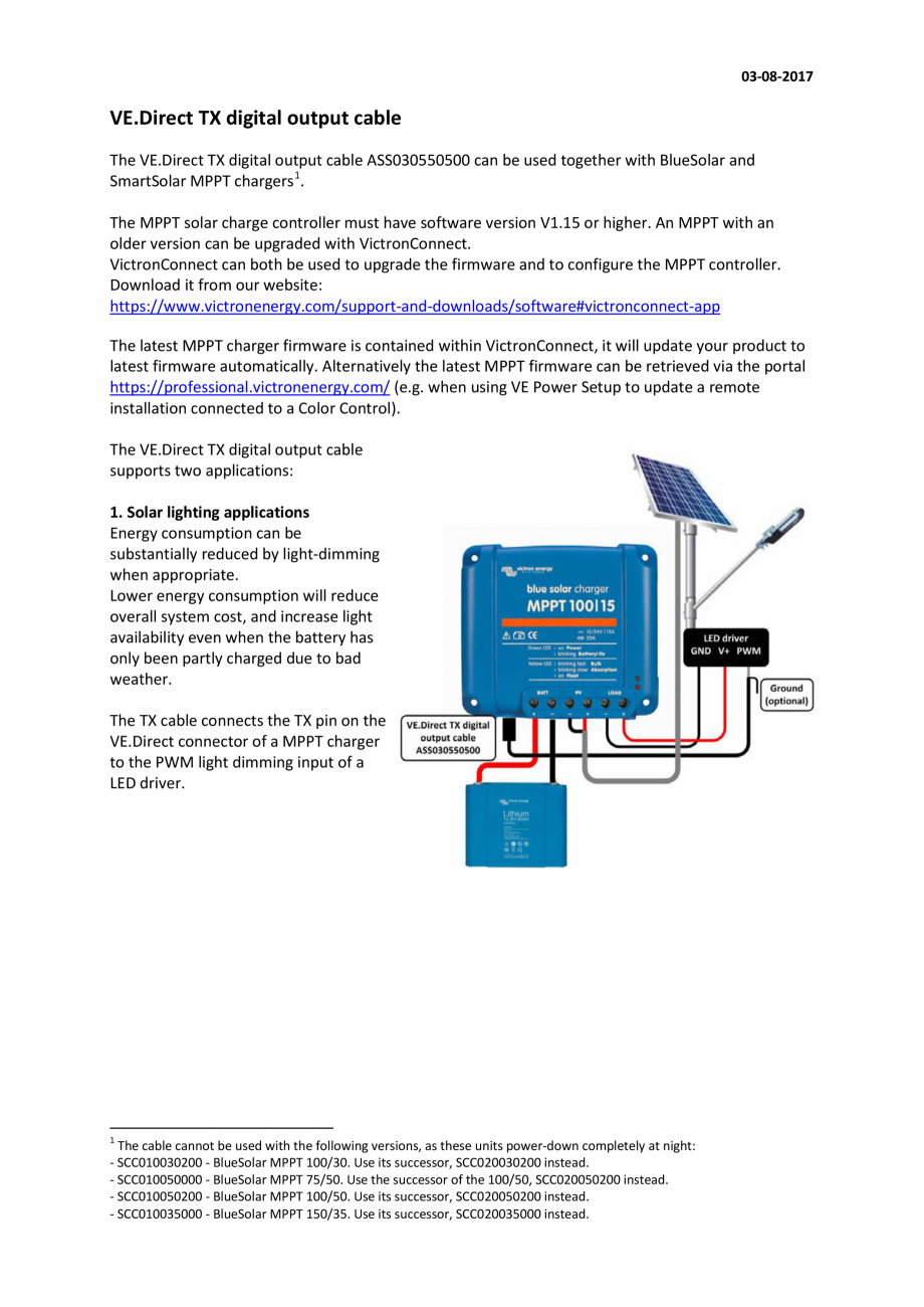 Pagina 1-Cum sa adaugati functia dimming panourilor solare - VE-Direct-TX-digital-output-cable Victron Energy...