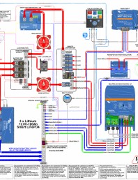 Schema sistem cu controler de incarcare solara VE-Bus-BMS-example-with-3KW-12V-MultiPlus-230-Volt