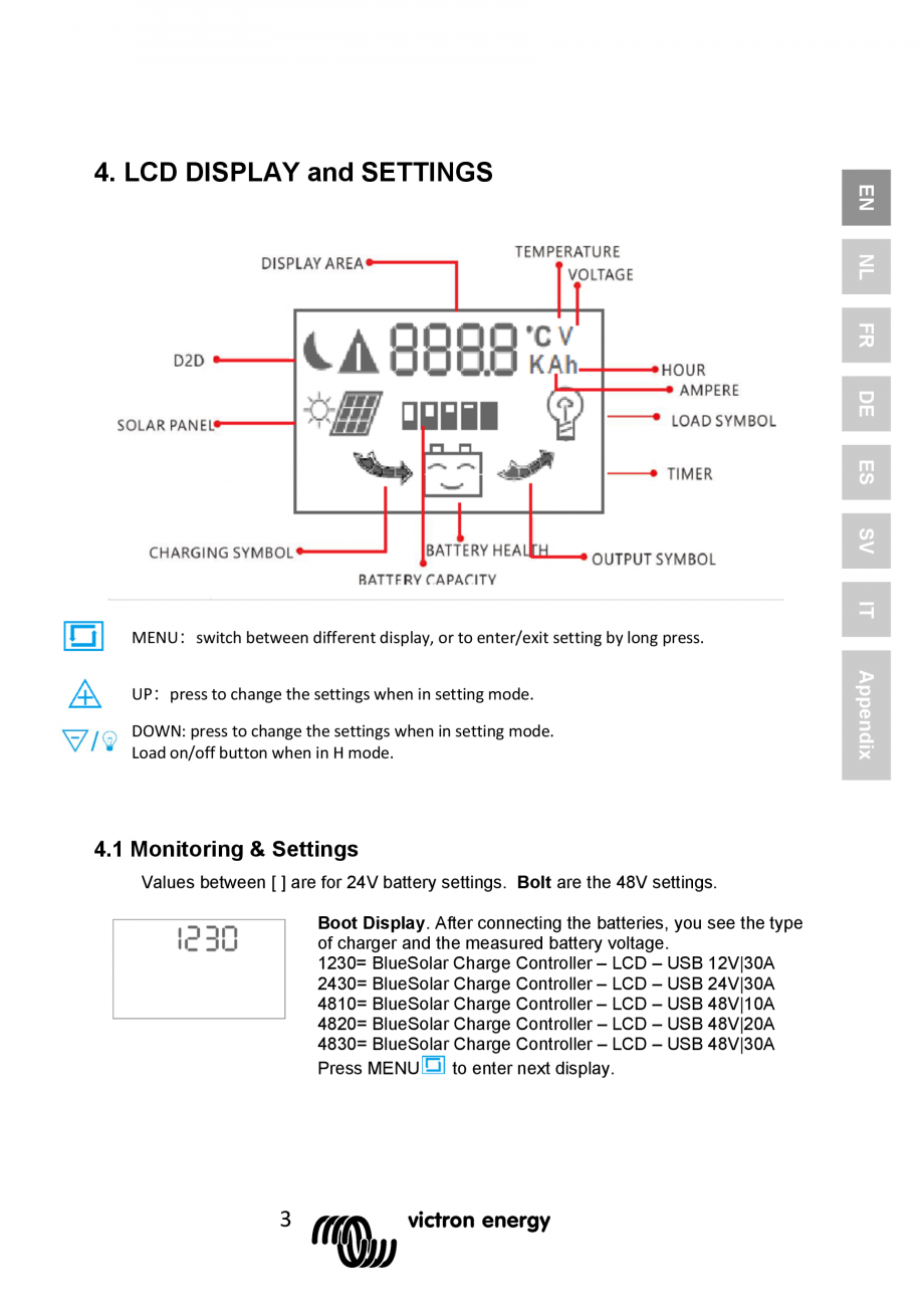 Pagina 5 - Manual Regulator de incarcare solara BlueSolar PWM LCD&USB-12V-24V-30A-&...