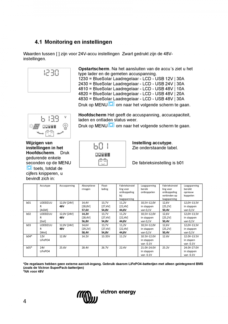 Pagina 14 - Manual Regulator de incarcare solara BlueSolar PWM LCD&USB-12V-24V-30A-&...