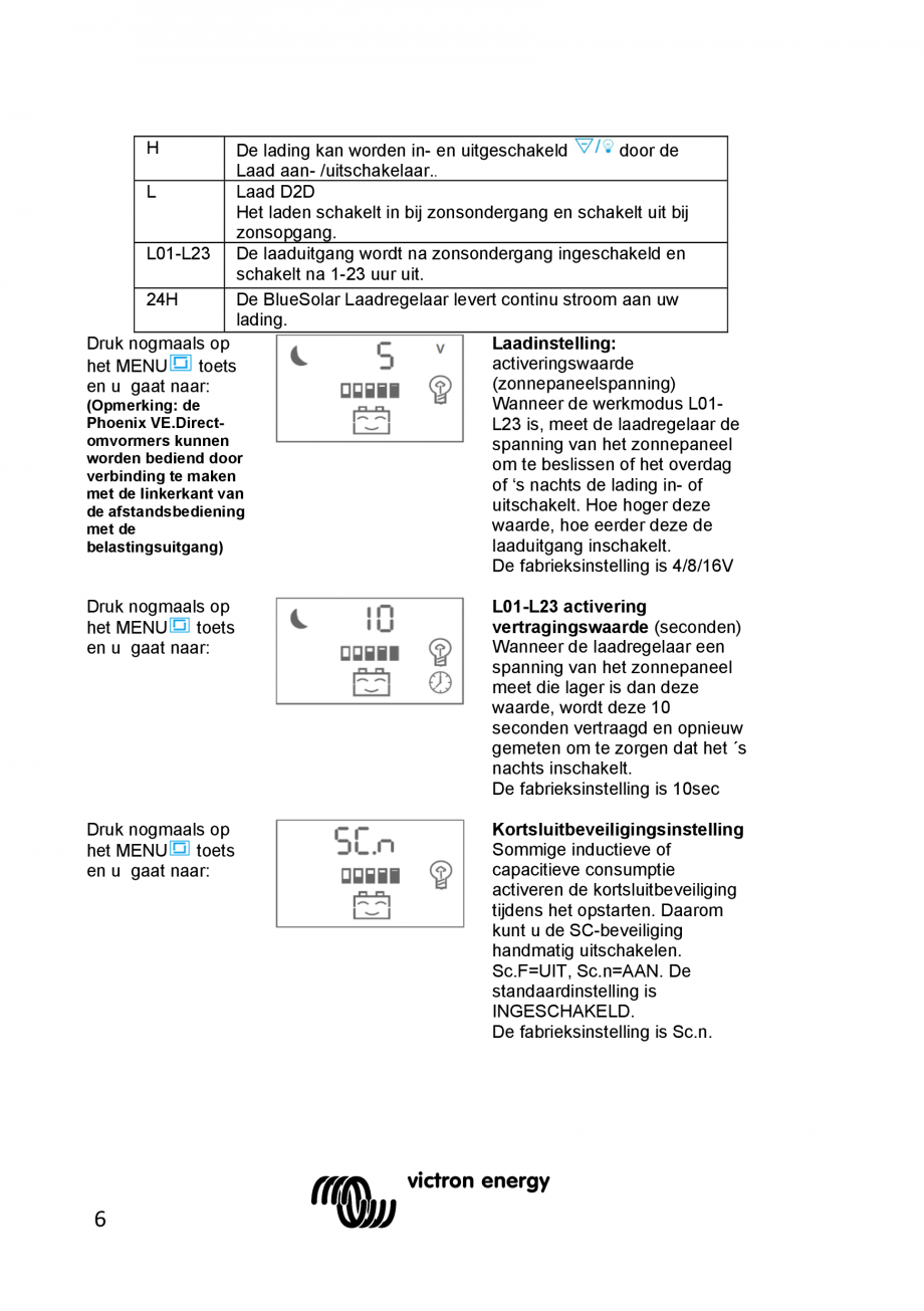 Pagina 16 - Manual Regulator de incarcare solara BlueSolar PWM LCD&USB-12V-24V-30A-&...