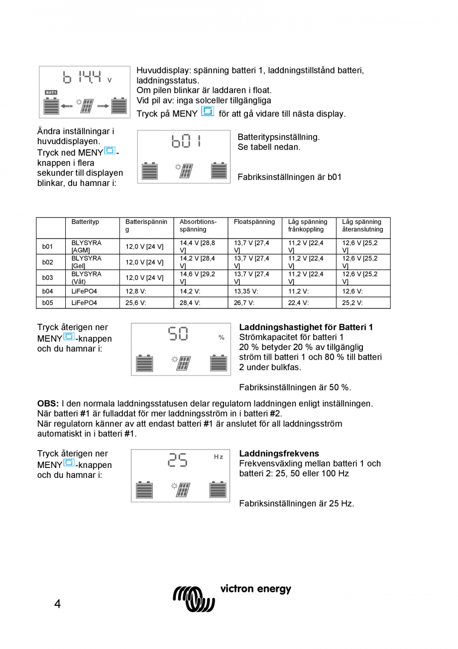 Pagina 46 - Manual Regulator de incarcare solara BlueSolar PWM DUO-12V-24V-20A-LCD-USB Victron...