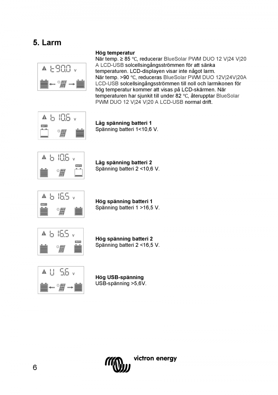 Pagina 48 - Manual Regulator de incarcare solara BlueSolar PWM DUO-12V-24V-20A-LCD-USB Victron...