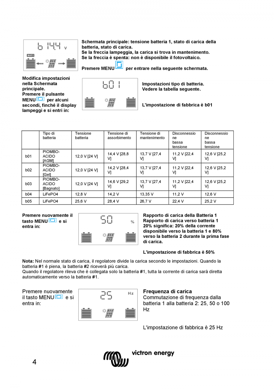 Pagina 54 - Manual Regulator de incarcare solara BlueSolar PWM DUO-12V-24V-20A-LCD-USB Victron...