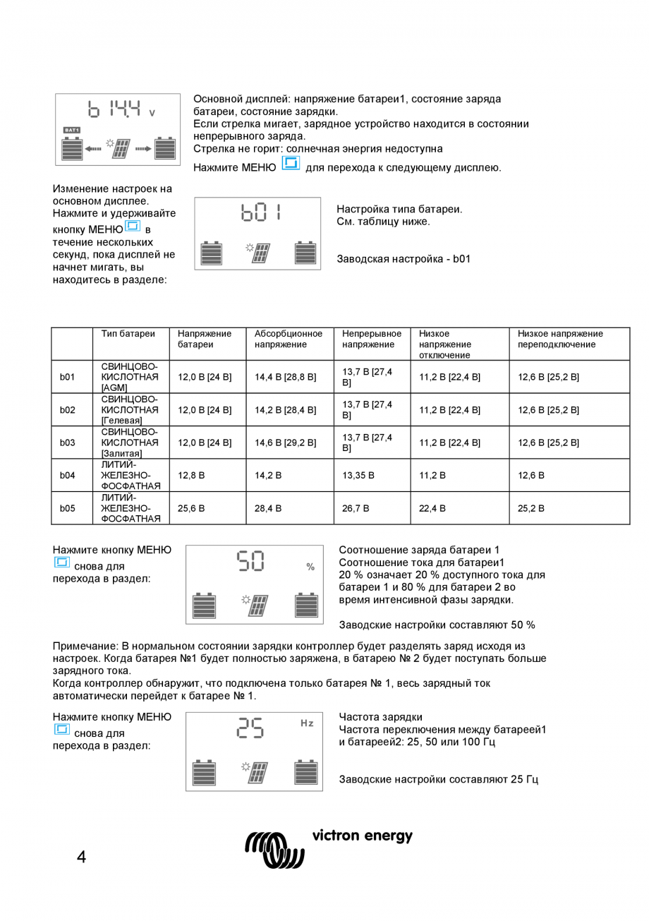 Pagina 70 - Manual Regulator de incarcare solara BlueSolar PWM DUO-12V-24V-20A-LCD-USB Victron...