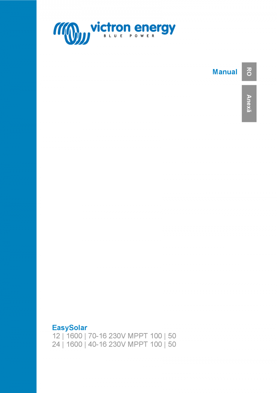 Pagina 1-Manual Controler de incarcare solara MPPT, invertor si distributie CA EasySolar-1600 Victron Energy ...