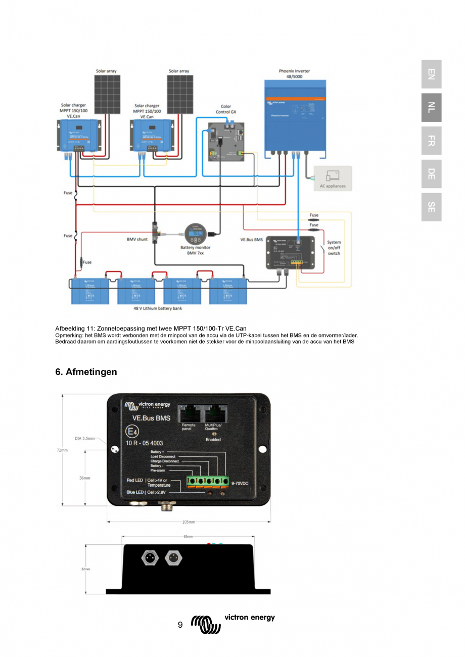 Pagina 23 - Manual-  Sistem de management al bateriei  Victron Energy VE.Bus BMS Instructiuni montaj...
