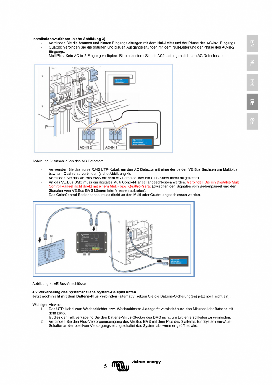 Pagina 43 - Manual-  Sistem de management al bateriei  Victron Energy VE.Bus BMS Instructiuni montaj...
