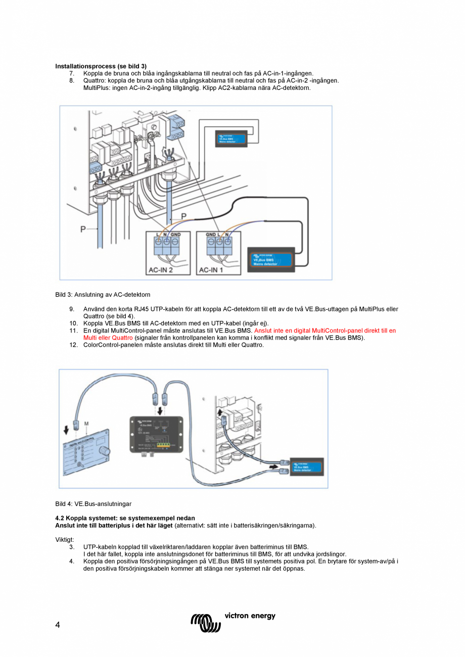 Pagina 54 - Manual-  Sistem de management al bateriei  Victron Energy VE.Bus BMS Instructiuni montaj...
