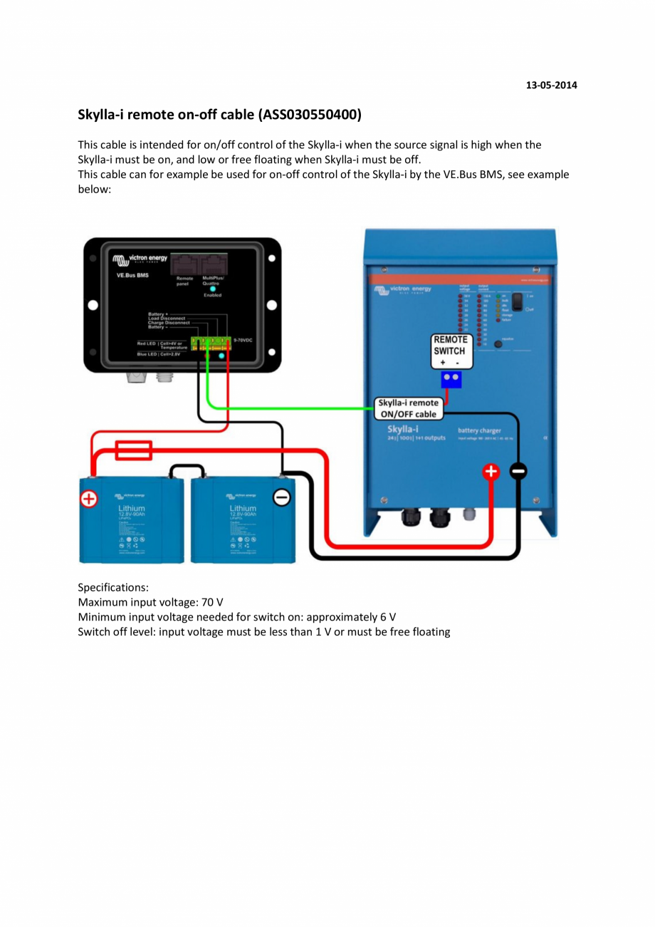 Pagina 1-Sistem de management al bateriei cu cablu Skylla remote - on-off Victron Energy VE.Bus BMS...